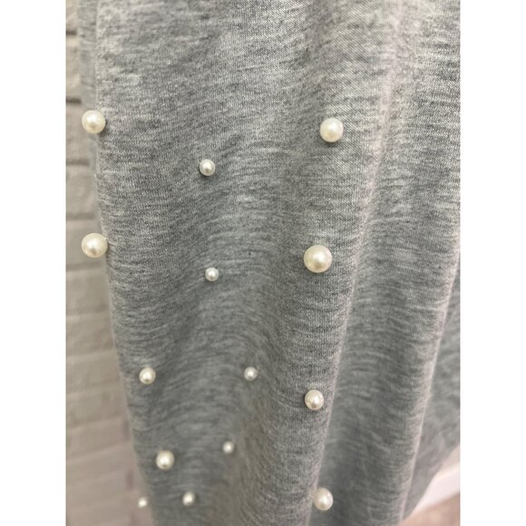 Skonhet Women Gray Faux Pearl Long Sleeve Tie Front Top Size M - Picture 6 of 8